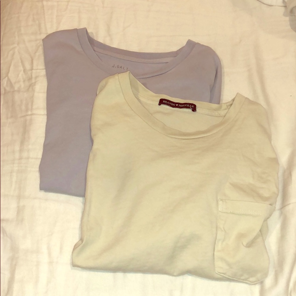 2 Brandy Melville blue and yellow crop tops